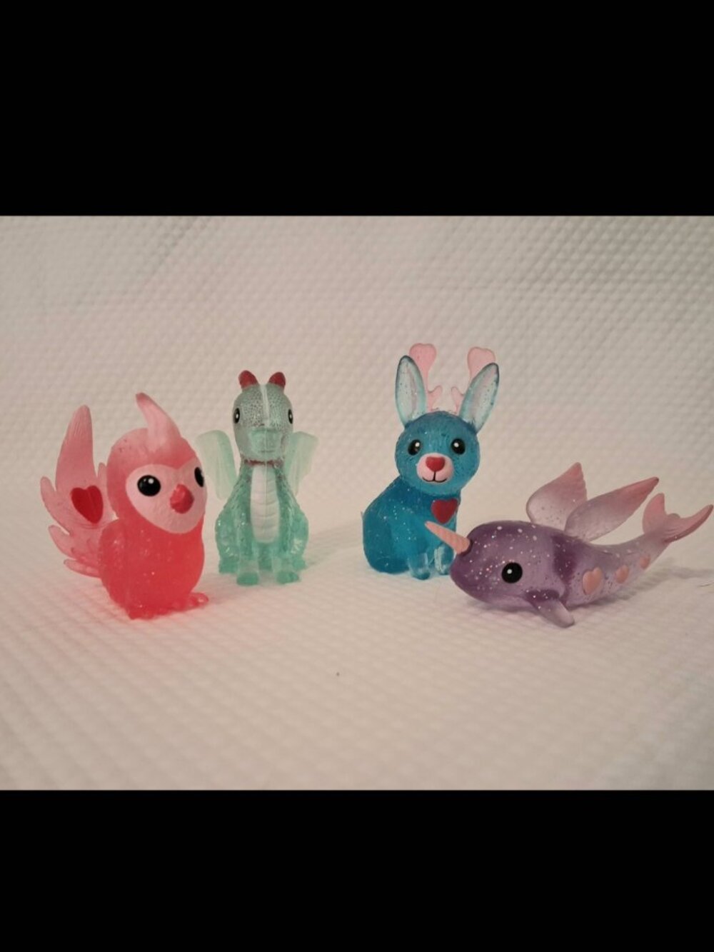 Set of 4 Target Bullseye Valentine’s Mythical Animals Glitter Figurines Toys